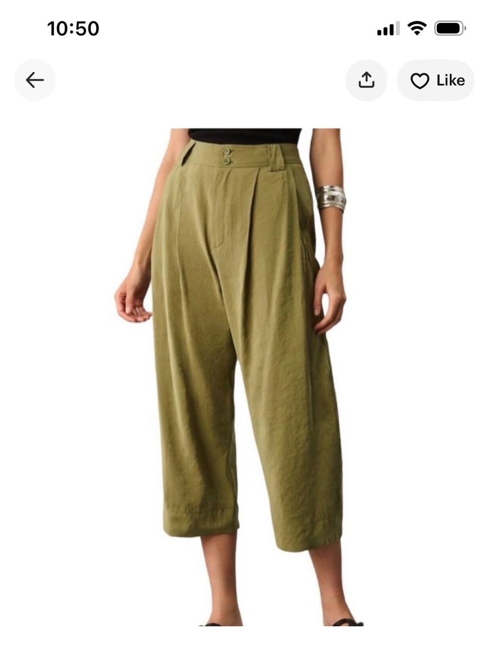 Anthropologie Olive Green Pleated women lightweight pants trousers!